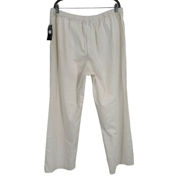 Kim Rogers Linen Cotton Blend Wide Leg Pants White Size 18 NWT - Picture 7 of 9